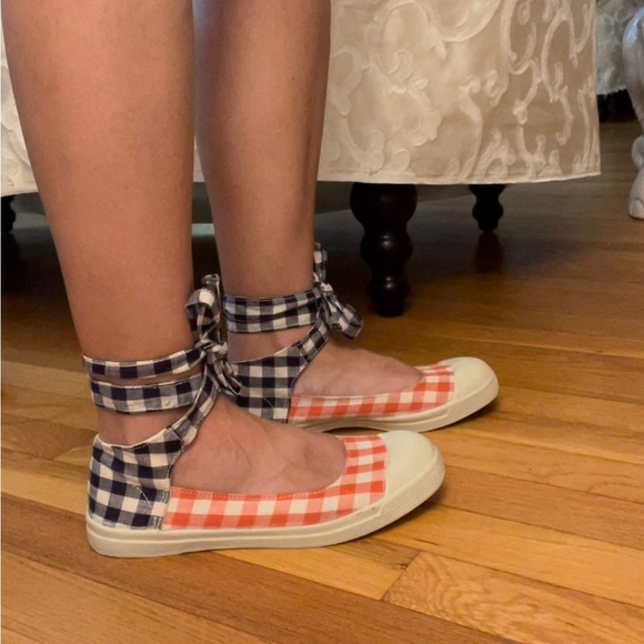 Bensimon Gingham Print Color-block Ankle-Wrap Sneaker - Picture 3 of 14